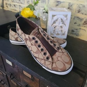 Coach Logo Brown Canvas Sneaker